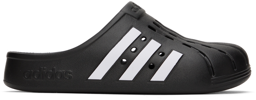 Black Adilette Clogs by adidas Originals on Sale