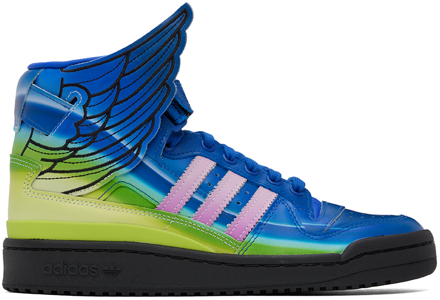 suave doble Fructífero Adidas Originals Adidas X Jeremy Scott New Wings Leather High-top Trainers  In Blue | ModeSens