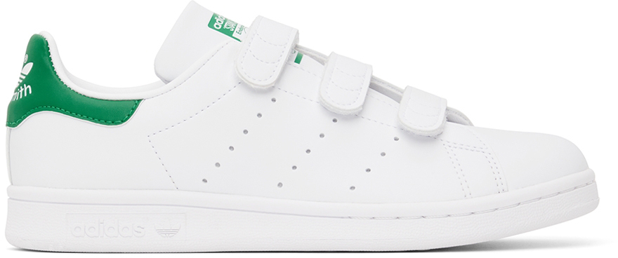 White & Green Stan Smith Sneakers by adidas Originals on Sale