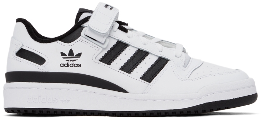 Adidas Originals White & Black Forum Low Sneakers In Wht/wht