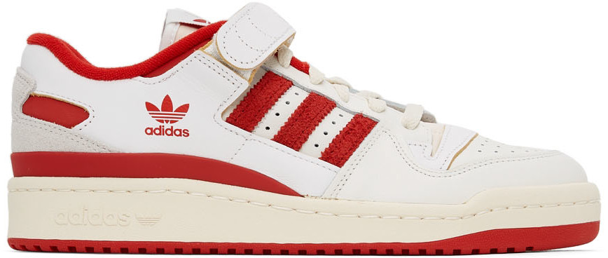 adidas Originals Off-White & Red Forum 84 Low Sneakers