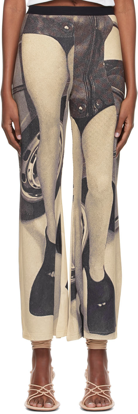 Elliss Grey Recycled Polyester Trousers In Print