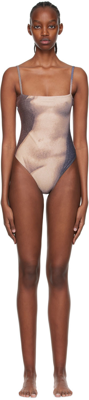ELLISS Taupe Polyester One-Piece Swimsuit