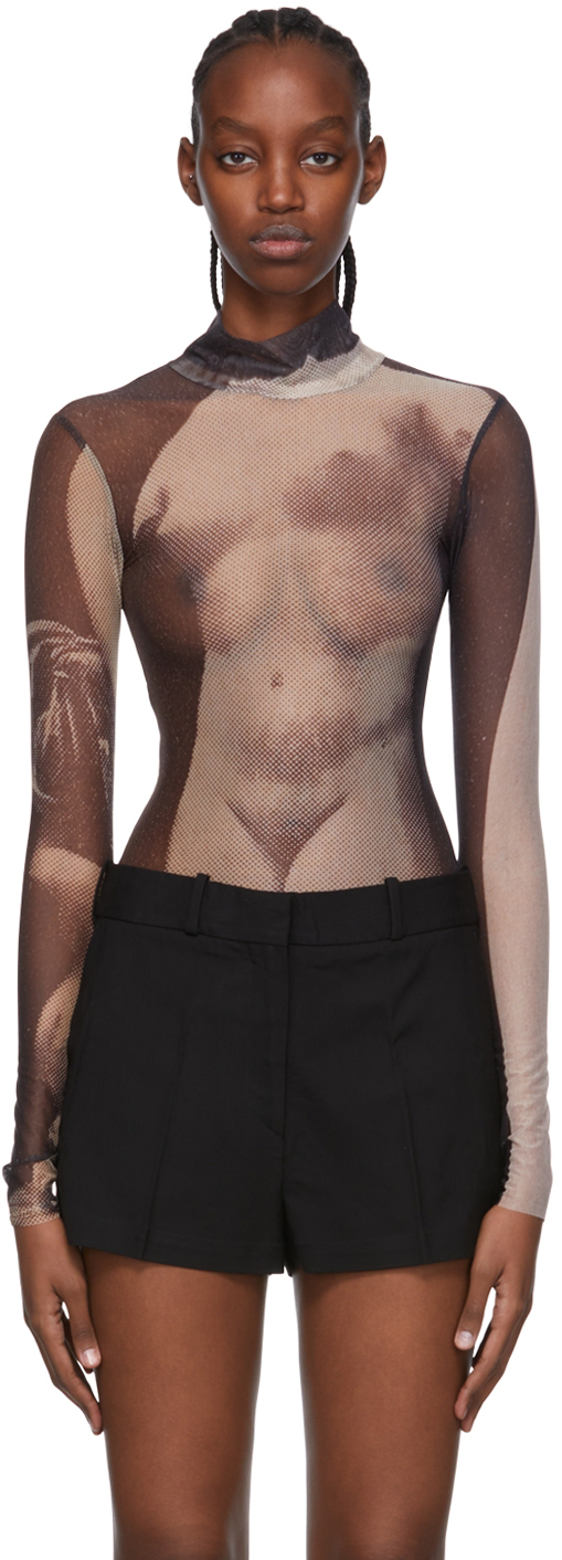 Elliss Black Recycled Polyester Bodysuit In Print
