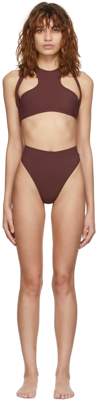 ANDREADAMO SSENSE Exclusive Burgundy Halter Bikini