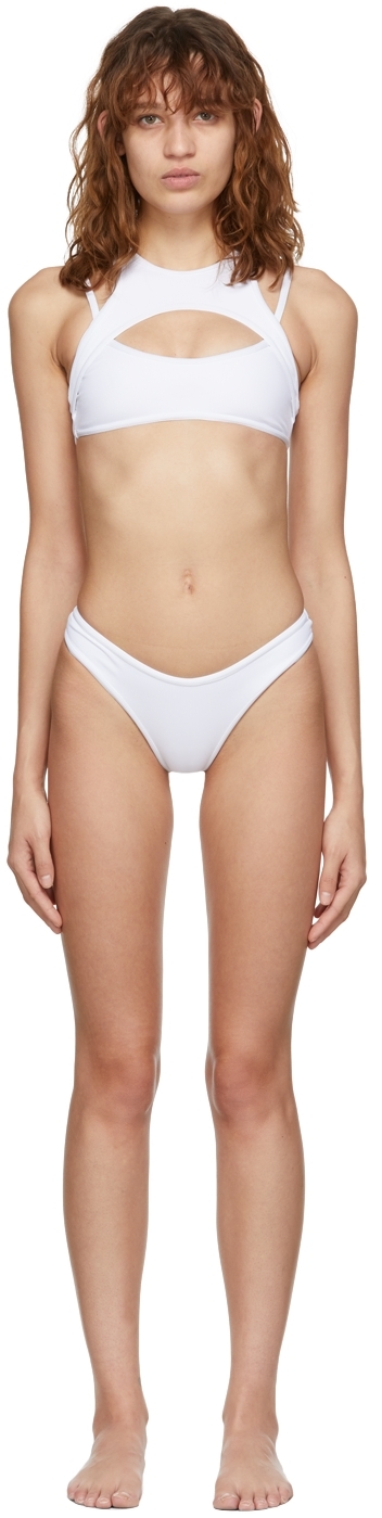 ANDREADAMO SSENSE Exclusive White Ribbed Harness Bikini