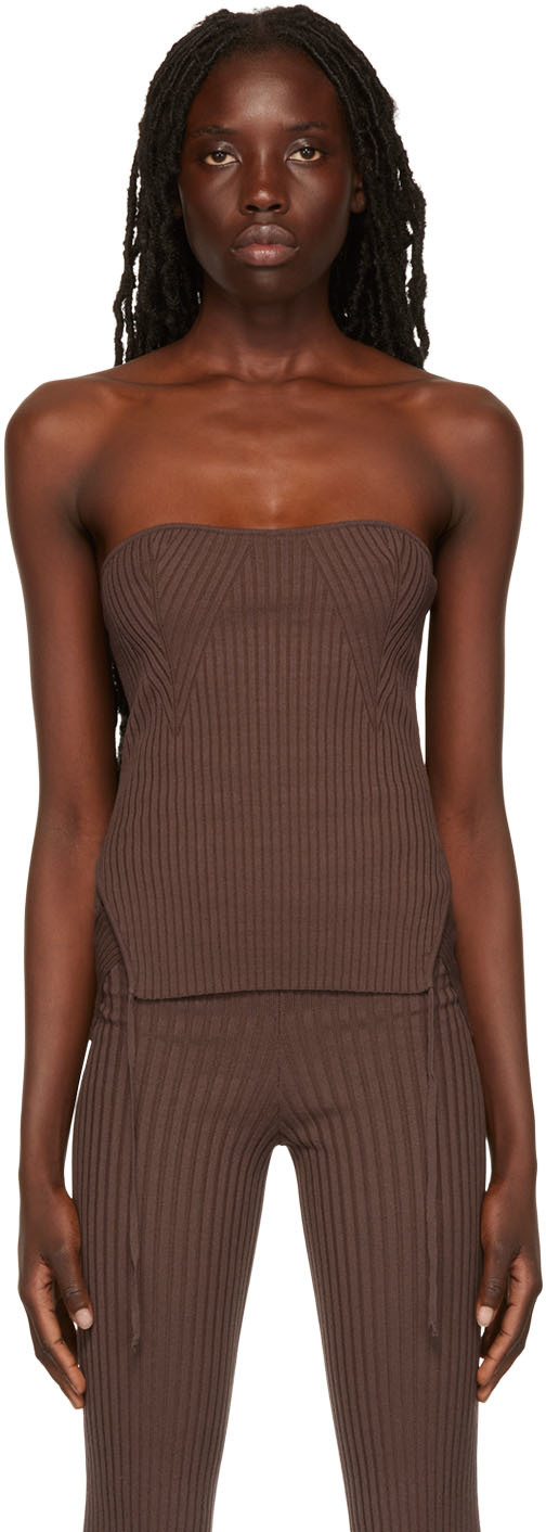 ANDREĀDAMO Brown Rib Camisole