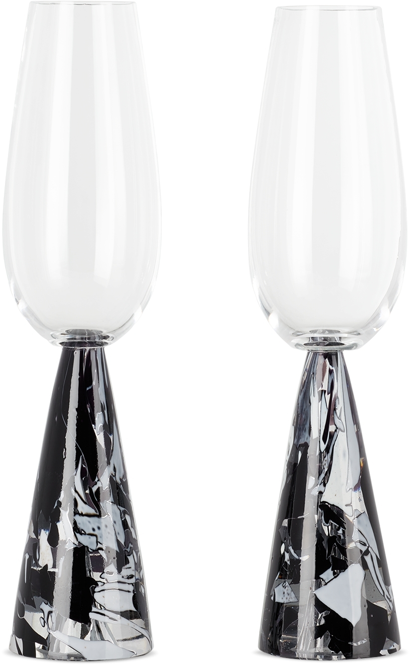 Stories Of Italy Ssense Exclusive Black & White Nougat Flutes Set In Pepper Nougat