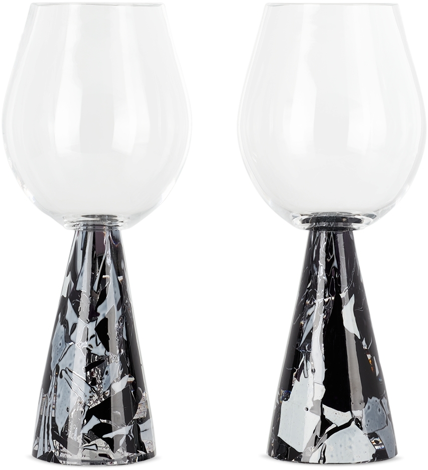 Stories Of Italy Ssense Exclusive Black & White Nougat Goblet Set In Pepper Nougat