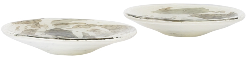 Stories Of Italy White & Grey Nougat Dessert Plate Set In Grey