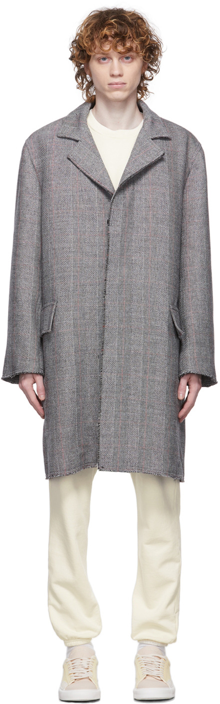 Grey & Red Hemi Overcoat by John Elliott on Sale