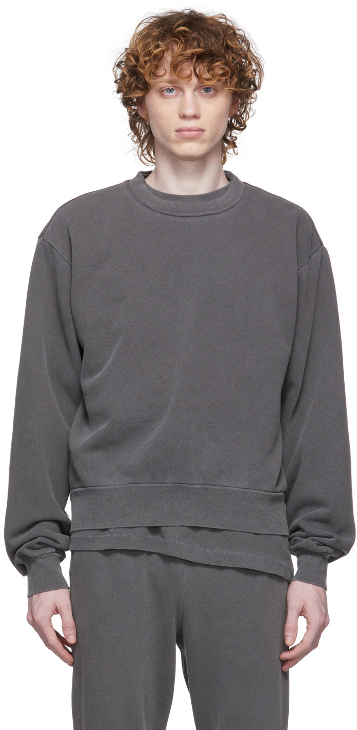 John Elliott Grey Interval Sweatshirt In Washed Black