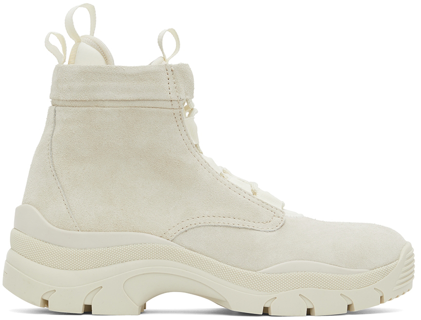 John Elliott Ssense Exclusive Off-white Speed Lace Up Boots In Frost