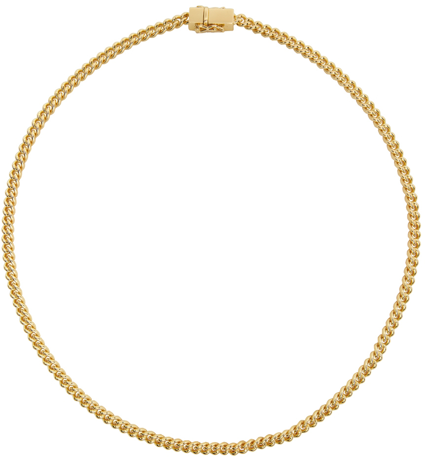 Gold Thin Rounded Curb Chain Necklace