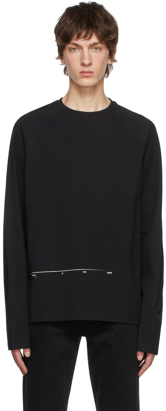 Black Organic Cotton Long Sleeve T-Shirt by Tom Wood on Sale