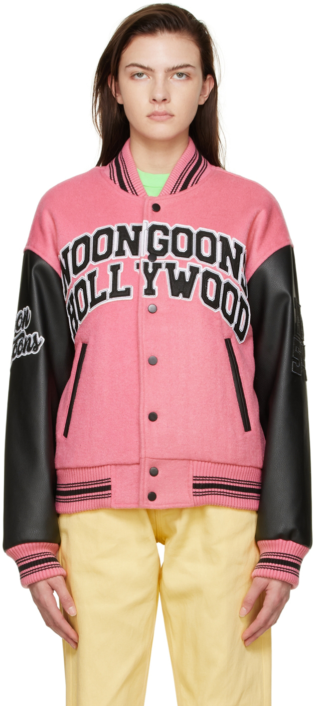 Noon Goons Pink Polyester Jacket In Pink/black