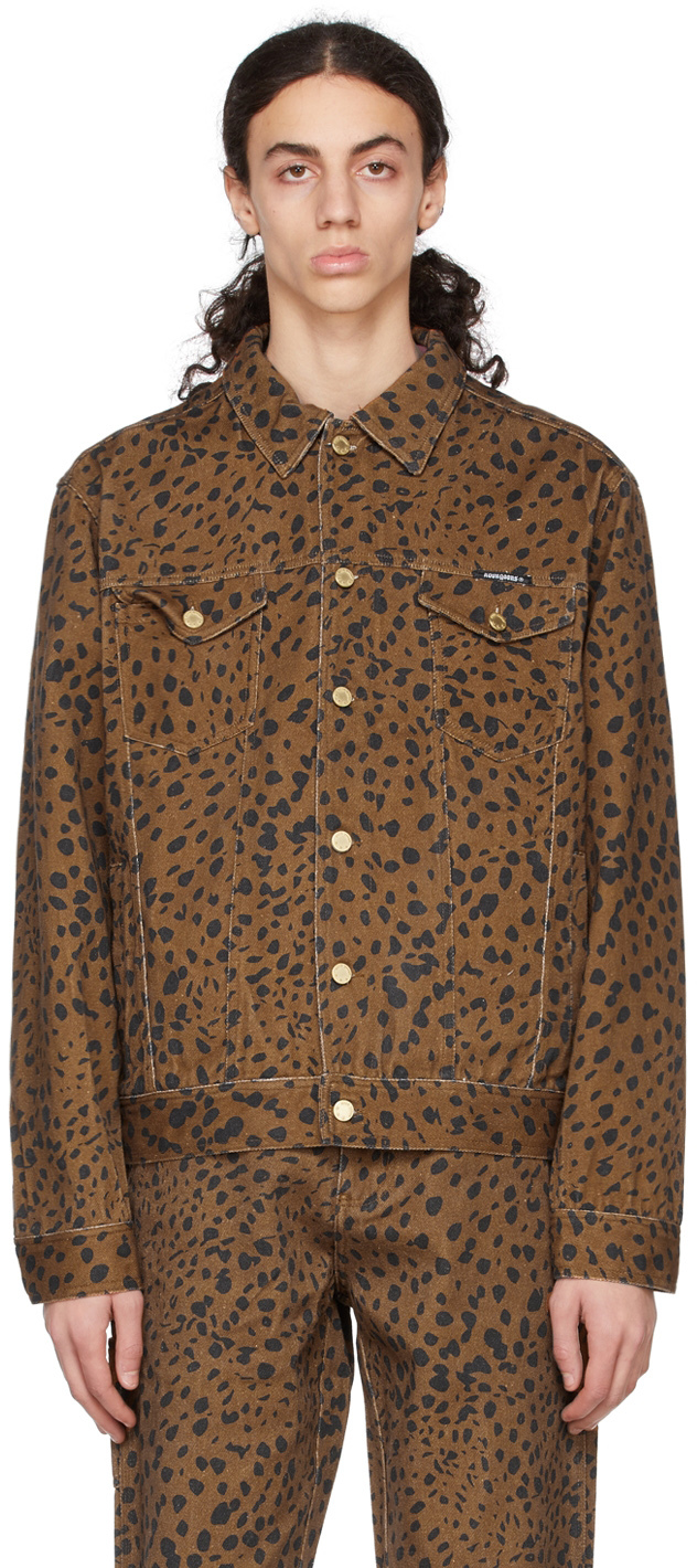 leopard denim vest