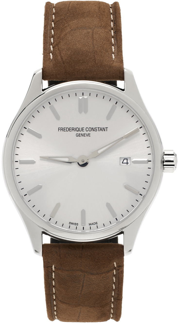 Frédérique Constant Silver & Brown Classics Quartz Watch