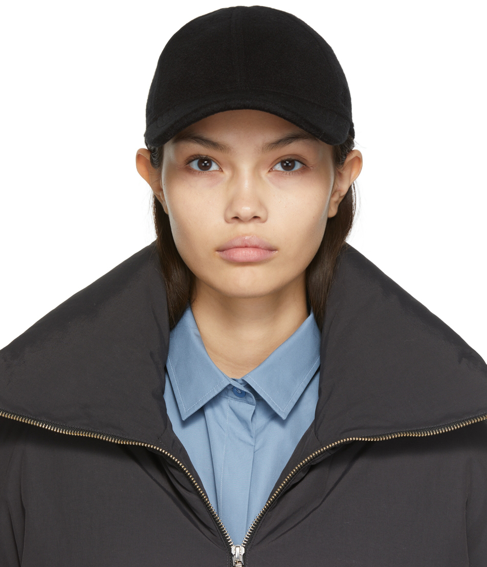 Black Wool Double Baseball Cap | SSENSE