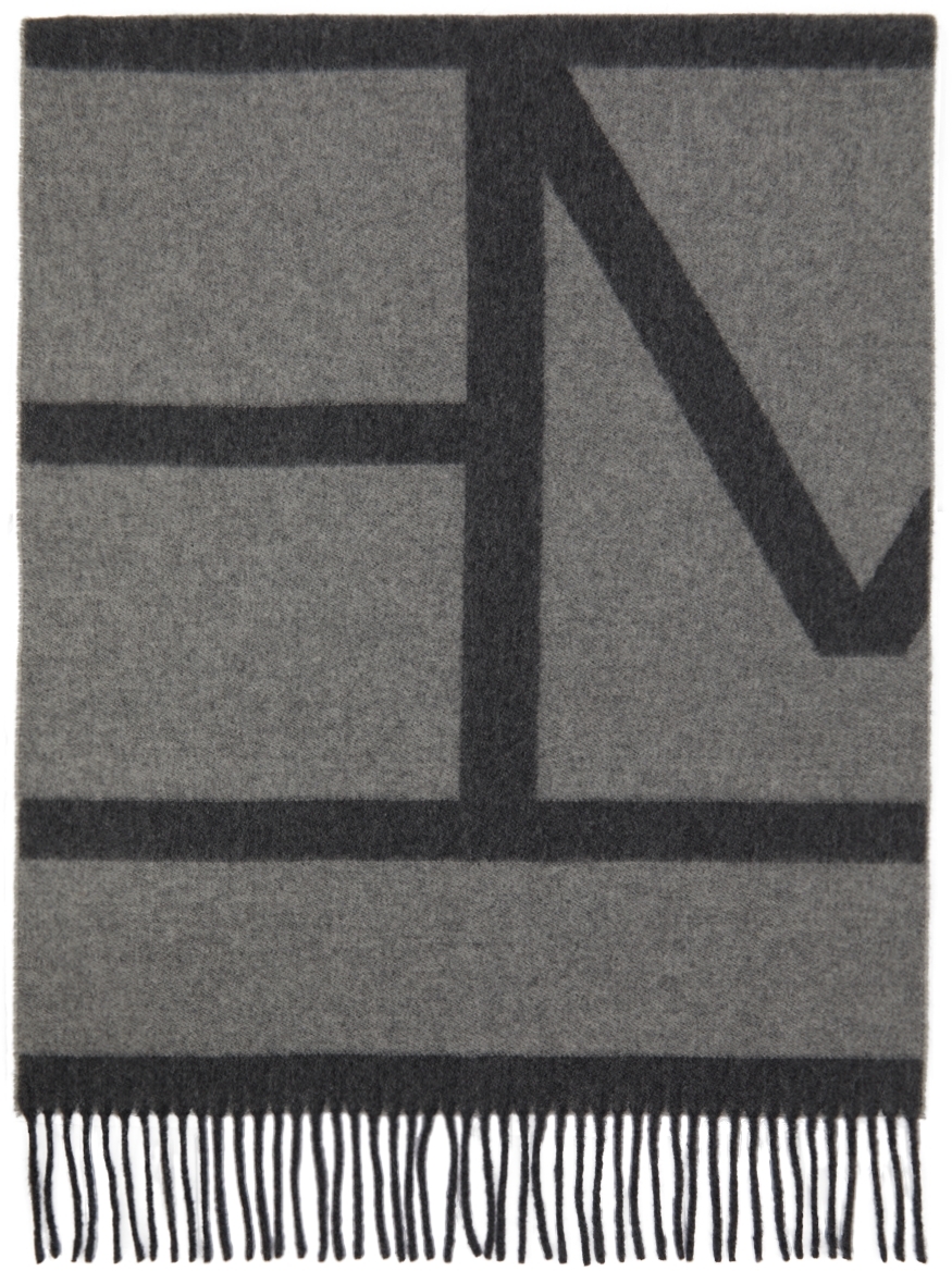 Monogram wool cashmere scarf sage