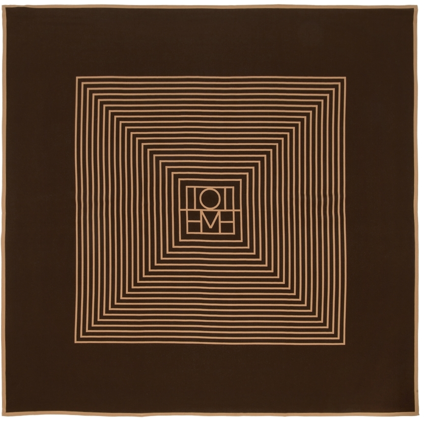 Totême - Brown/Nougat Centered Monogram Silk Scarf – Frances May