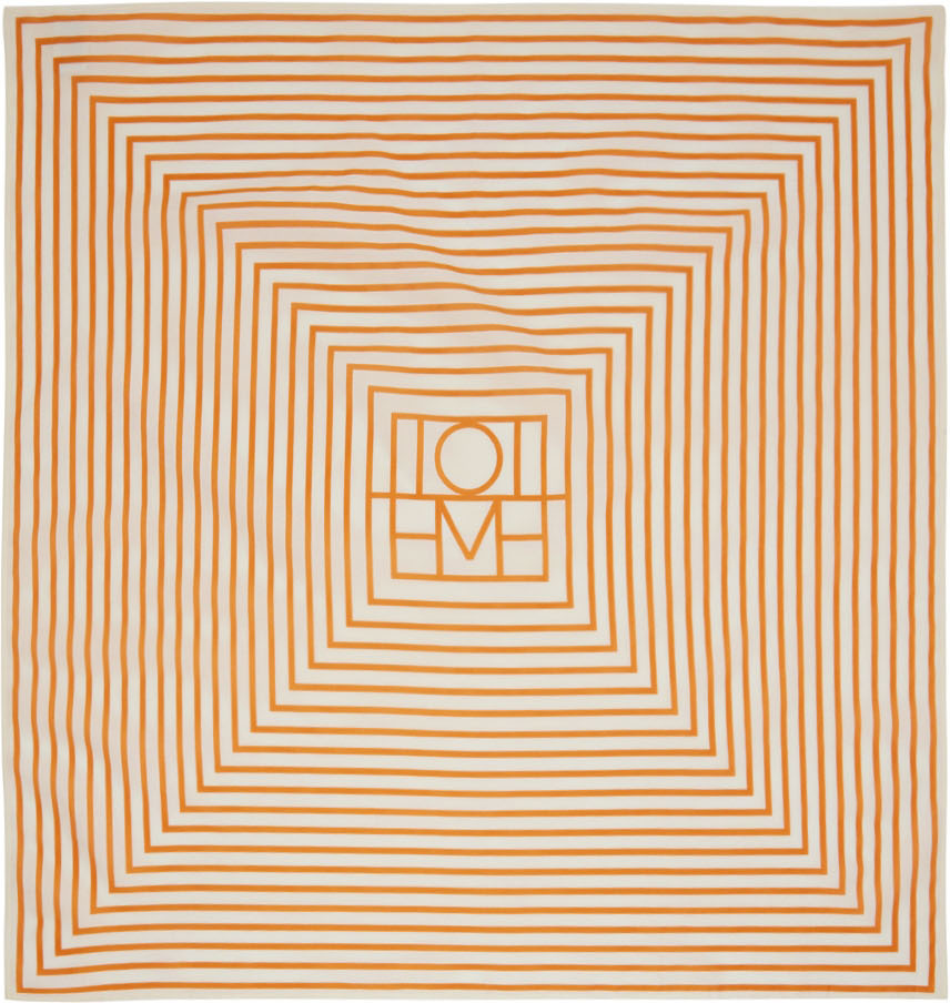 Totême Off-White & Orange Signature Monogram Scarf