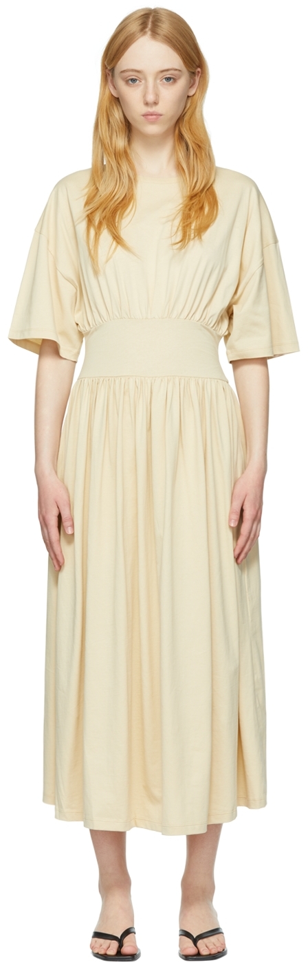 TotÃªme Gathered Organic Cotton-jersey Maxi Dress In Cava | ModeSens