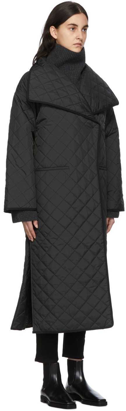 Quilted Coat with Oversized Collar - Black main image 0