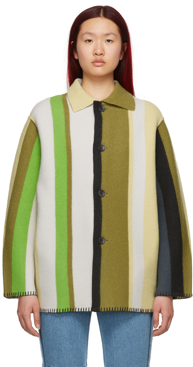 Green Blanket Coat by PERVERZE on Sale