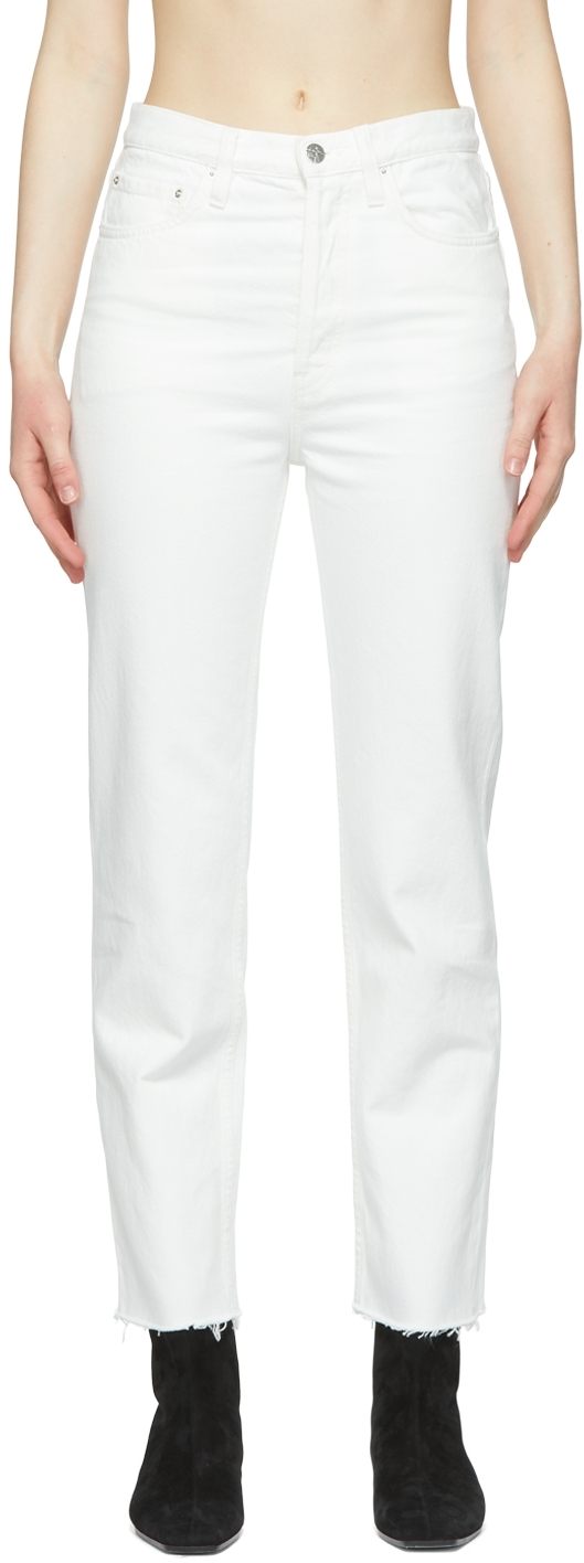 Shop Totême White Classic Cut Jeans In 110 Off-white