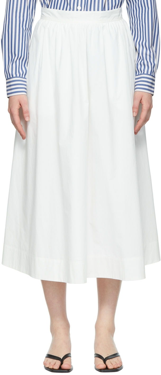 Totême White Cotton Midi Skirt