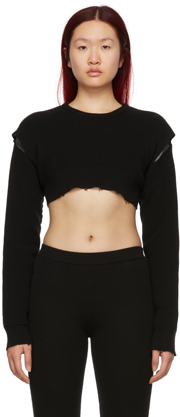 PERVERZE: Reversible Black Loose Short Sweater | SSENSE UK