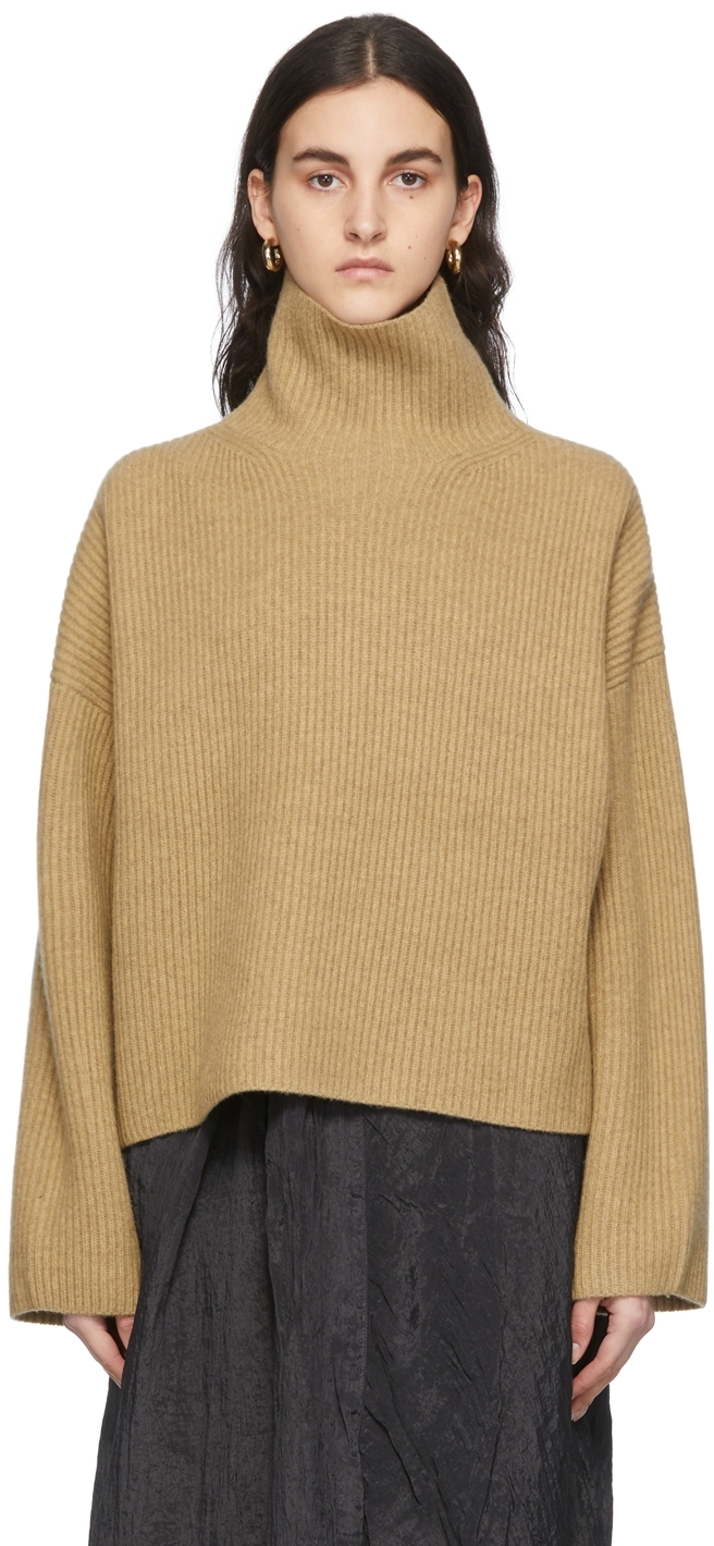 Beige Yak Rib Knit Turtleneck by Totême on Sale