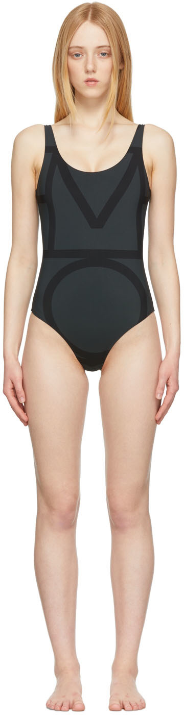SSENSE Women Sport & Swimwear Swimwear Bikinis One Shoulder Bikinis Black Stamp One Shoulder Bikini 