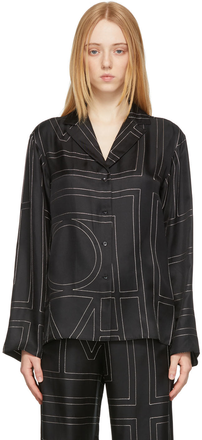 TOTEME Monogram Silk Pajama Top