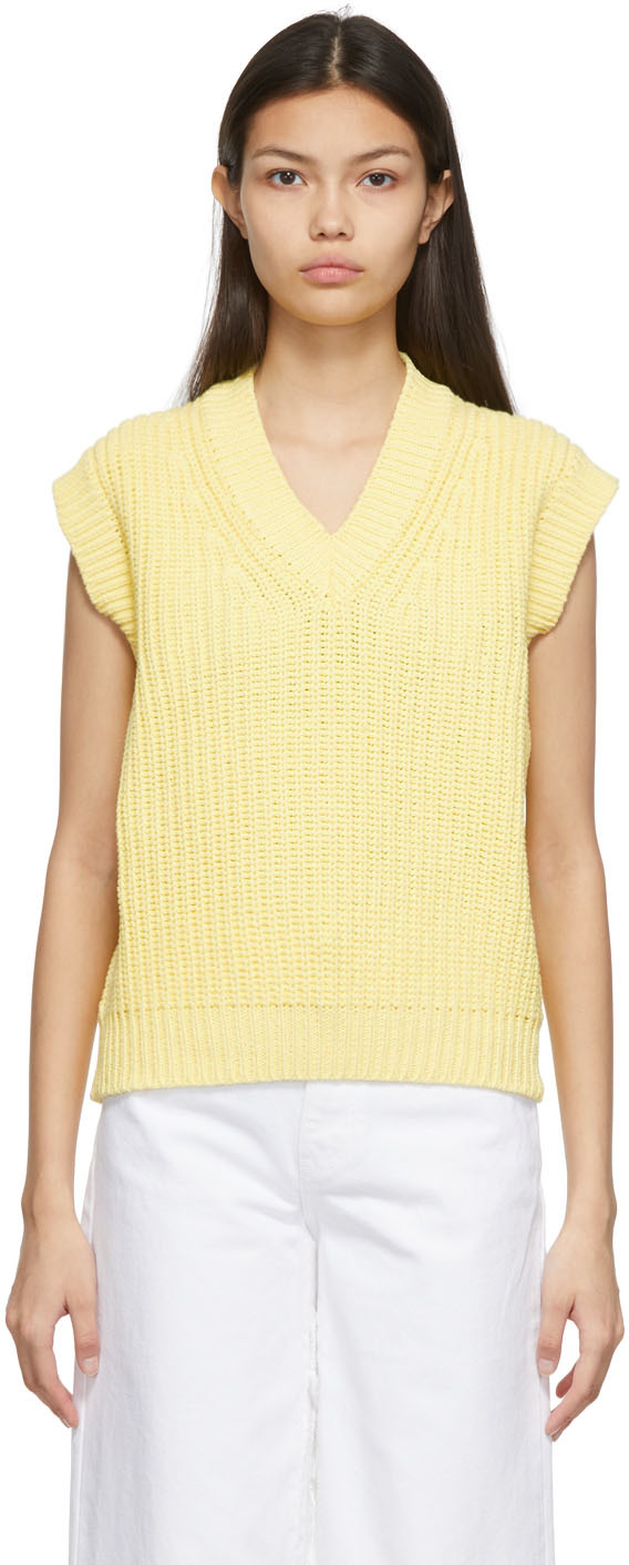 Recto Yellow Loose Fit Knit Vest
