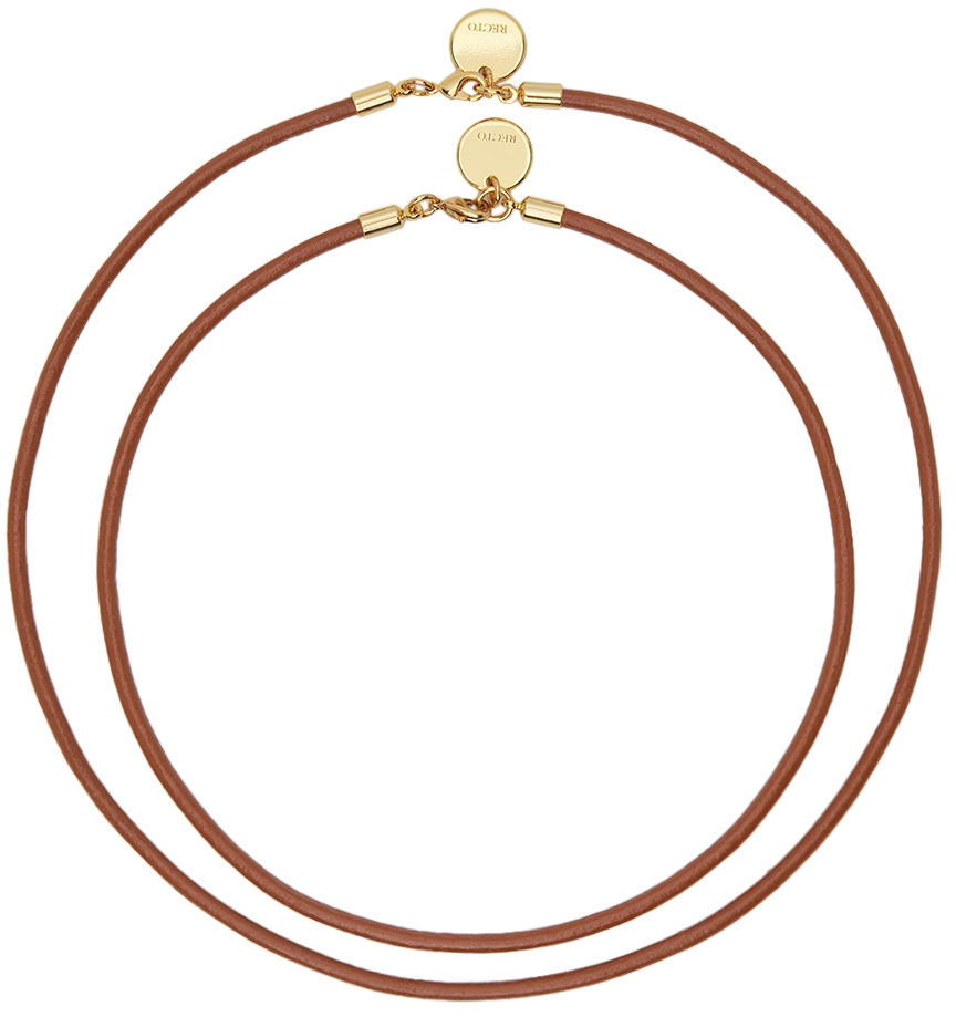 Recto Brown Leather Choker