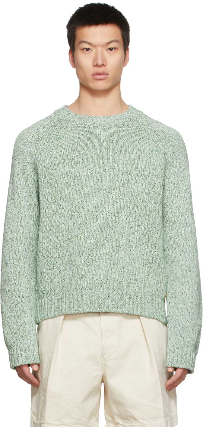 Recto Green Knit Crewneck Sweater