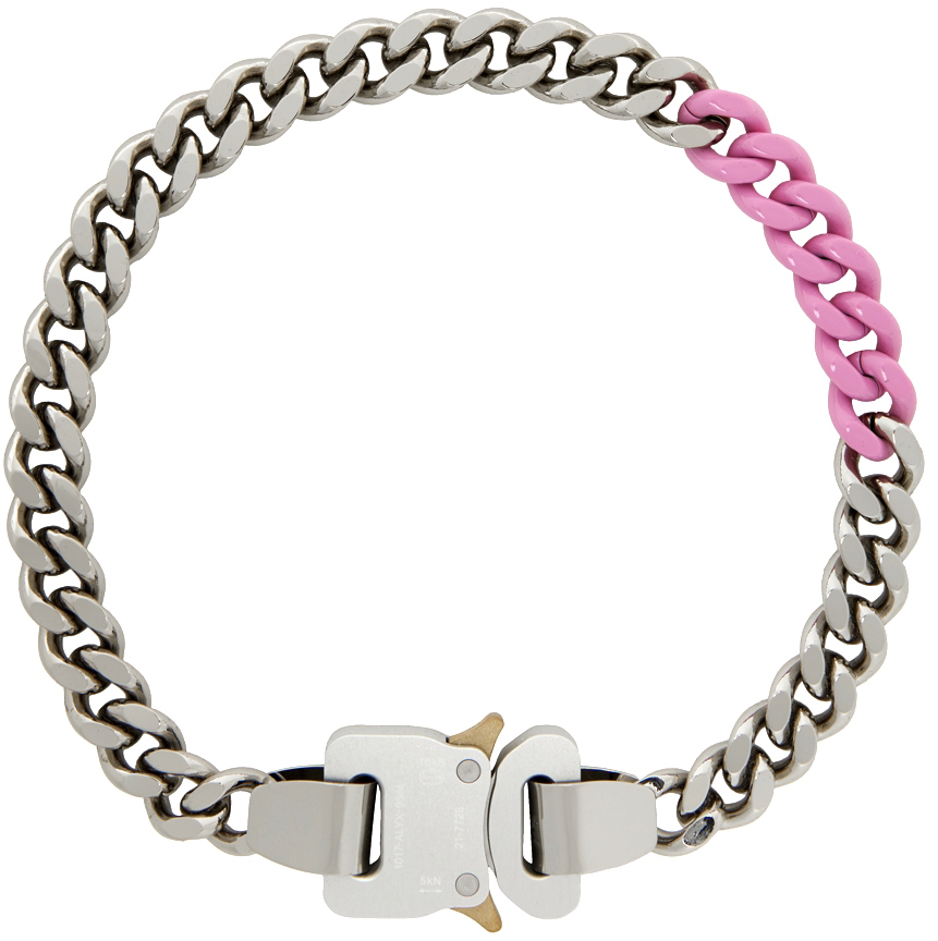1017 ALYX 9SM Silver Pink Colored Links Bracelet