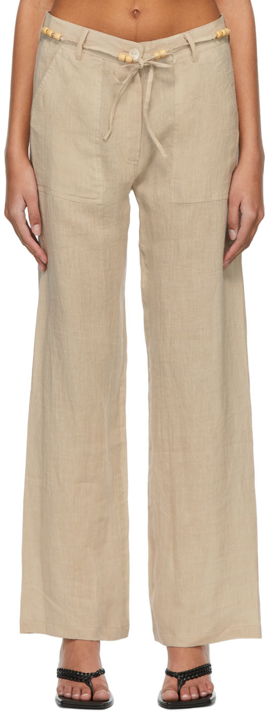 GIMAGUAS BEIGE LINEN TROUSERS 
