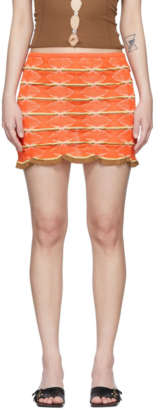 Gimaguas Orange Viscose Mini Skirt