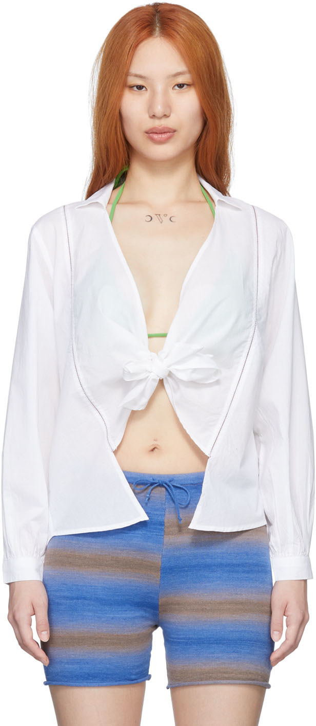 Gimaguas Ma'am Cotton Knot Shirt In White