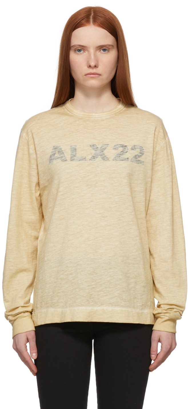 Beige Graphic Long Sleeve T-Shirt by 
