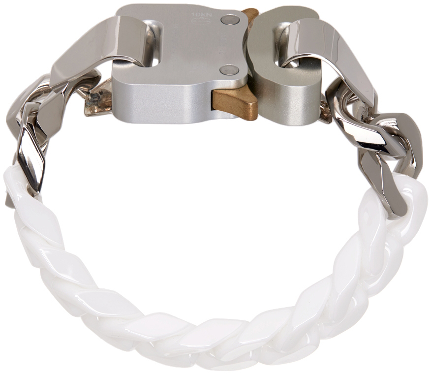 1017 ALYX 9SM Gunmetal & Silver Ceramic Buckle Chain Bracelet