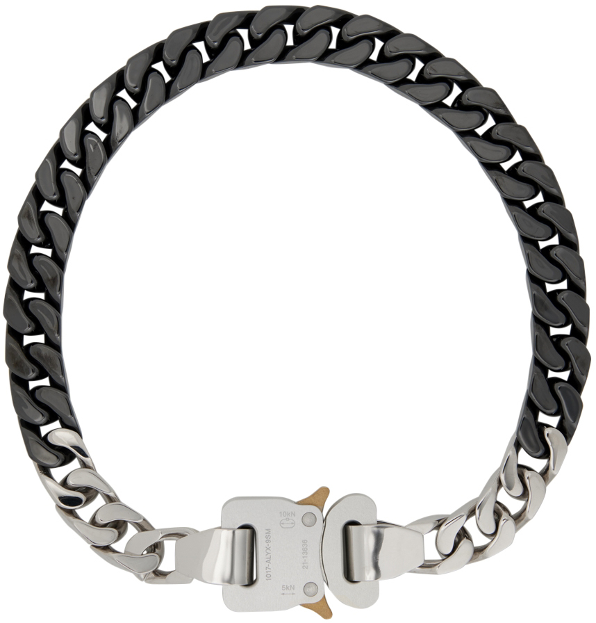 1017 ALYX 9SM Gunmetal Silver Ceramic Buckle Chain Necklace
