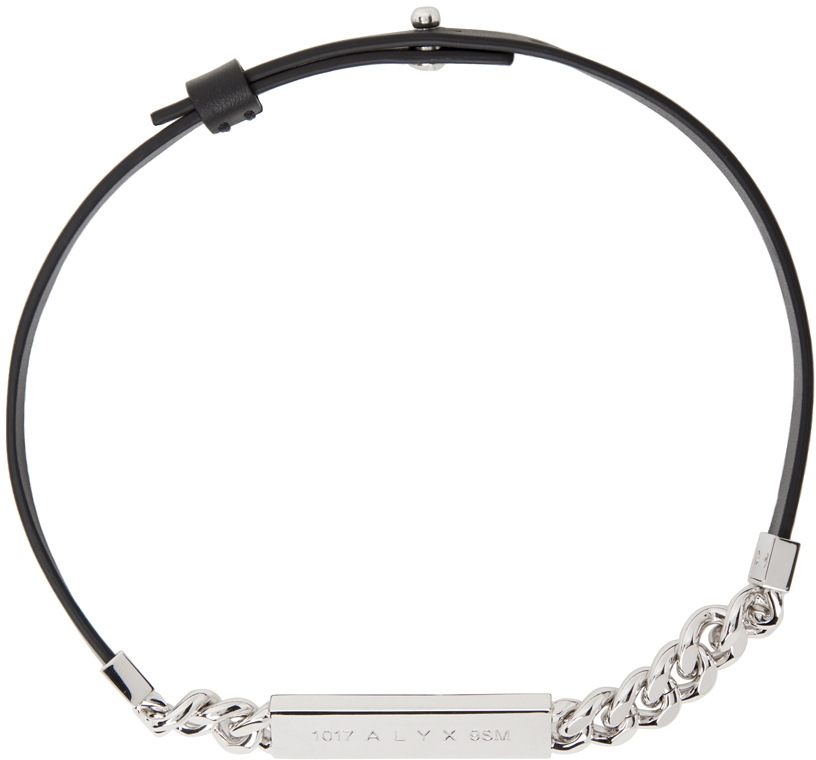 1017 ALYX 9SM Silver Black Leather ID Necklace