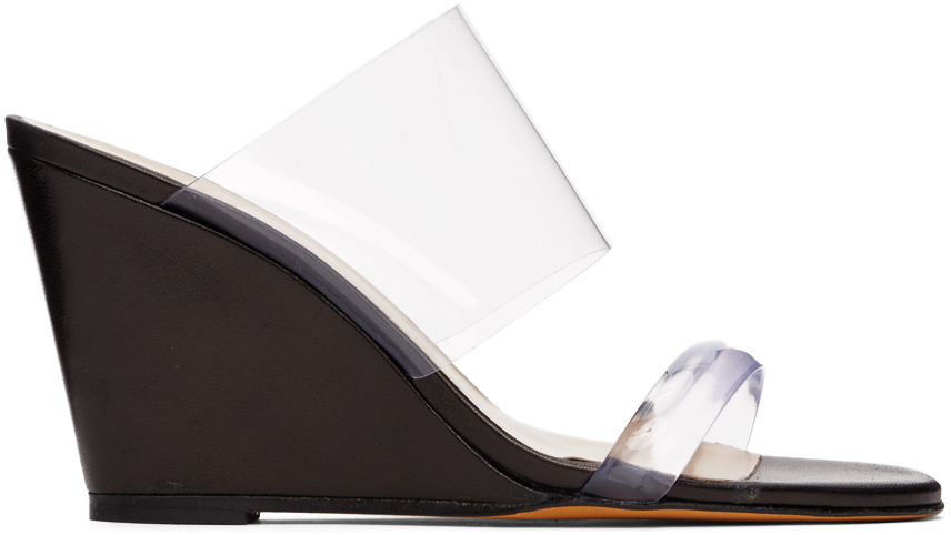 Maryam Nassir Zadeh: Transparent & Black Olympia Wedge Sandals