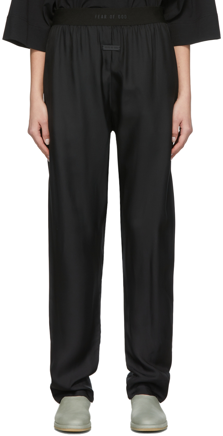 Fear Of God Black Silk Lounge Pants In 001 Black | ModeSens