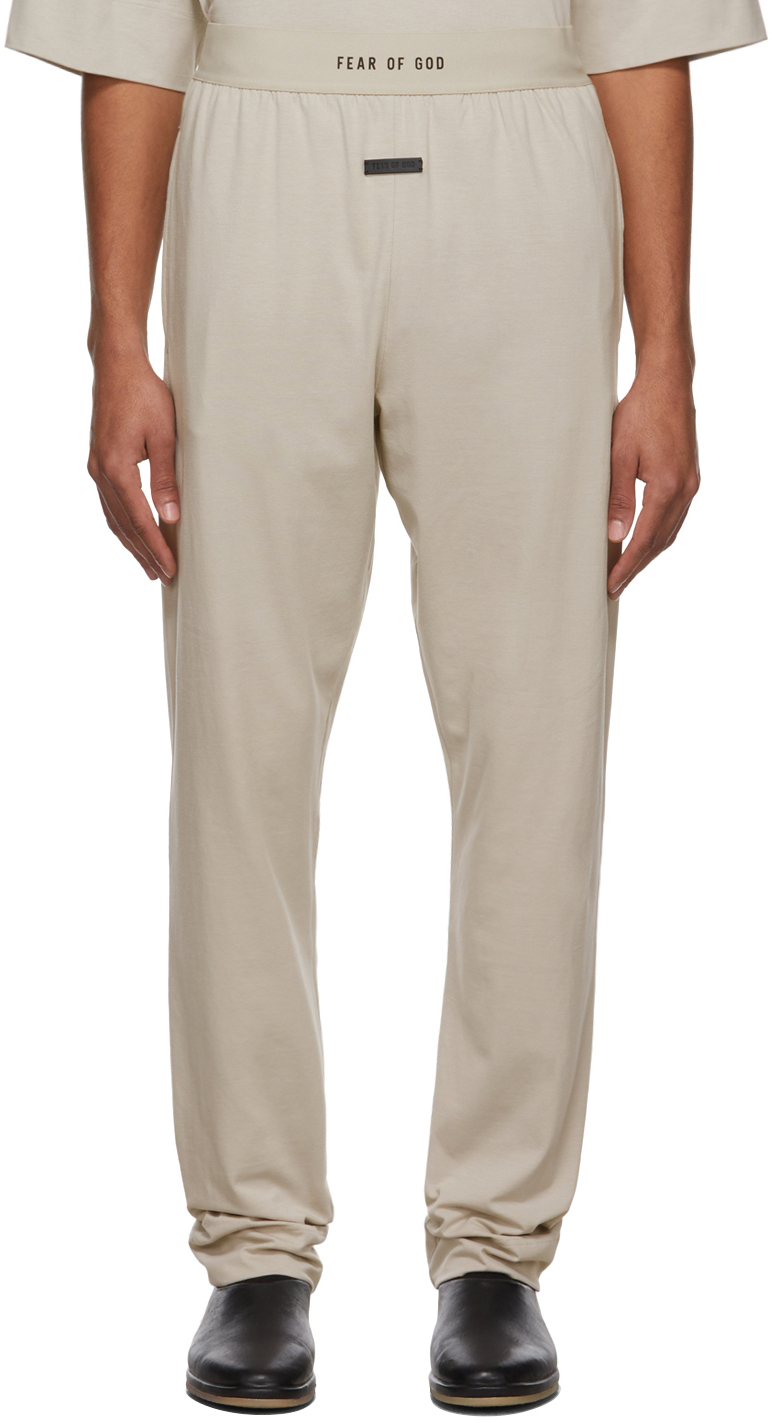 Fear Of God Relaxed Fit Elastic Waist Logo Jacquard Lounge Pants In White