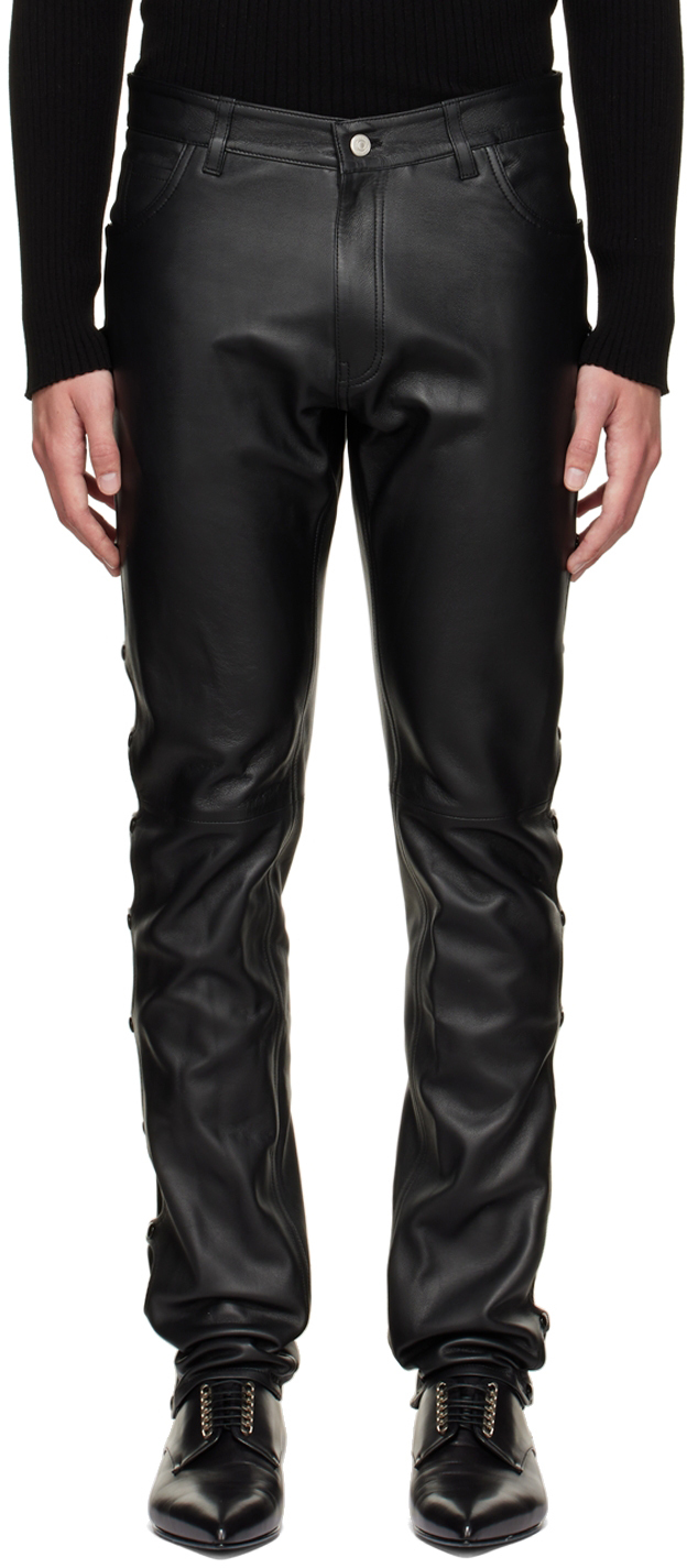 Black Gary Leather Pants Ssense Uomo Abbigliamento Pantaloni e jeans Pantaloni Pantaloni di pelle 